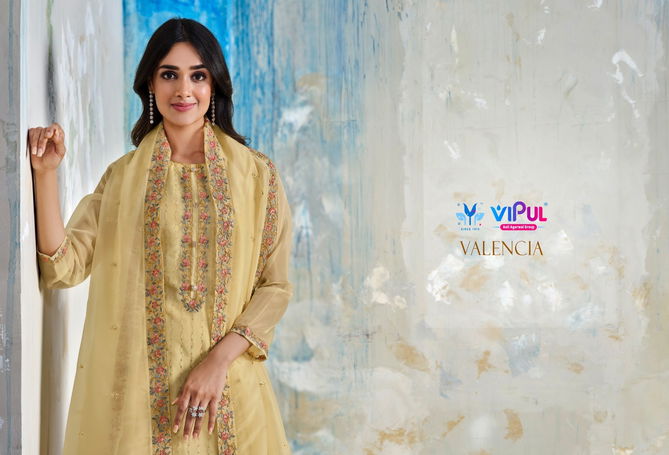 Valencia By Vipul Organza Heavy Designer Salwar Suits Catalog